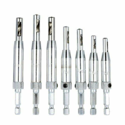 7pcs Woodworking Self Centering Hinge Drill Bit Kit Hole Puncher 5/64&quot;-1/4&quot;