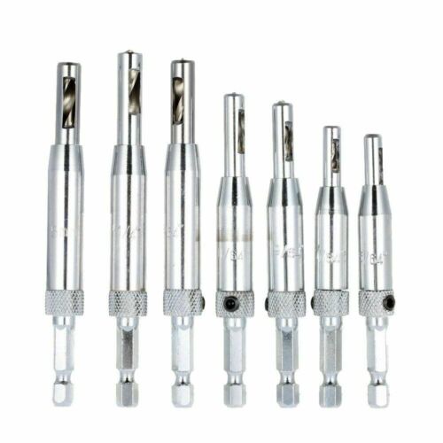 7pcs Woodworking Self Centering Hinge Drill Bit Kit Hole Puncher 5/64&quot;-1/4&quot;