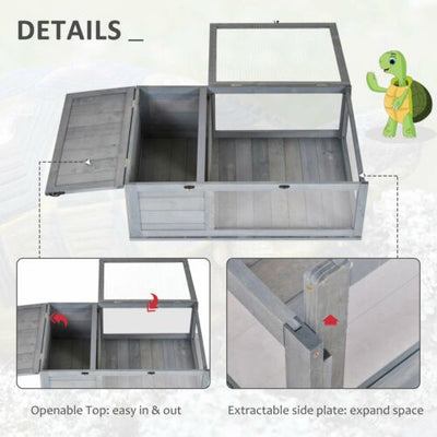 Wooden Reptile Cage with 3 Windows Slide-out Tray for Turtles, Lizards, Snakes 842525165495