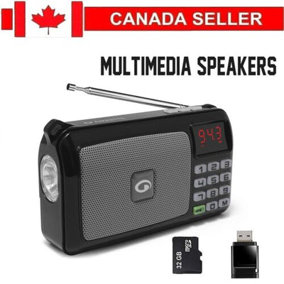 Portable Digital Radio Speaker Mini FM Radio USB TF MP3 Music Player Telescopic