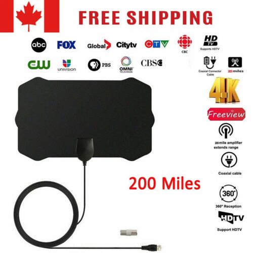 200 Mile Range TV Antenna Digital 4K 1080P Antena Indoor HDTV Signal Amplifier