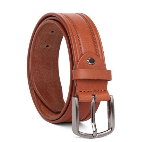 Genuine Tan Leather Dress Belts For Men Adjustable Suits Jeans Uniform CA