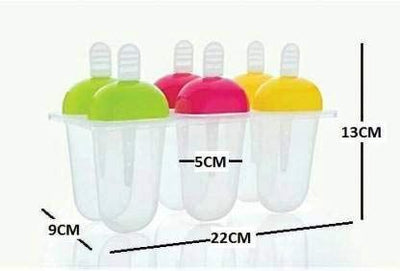 Ice Cream Candy Kulfi 6 Cells Mold Plastic DIY Homemade Popsicle Lolly Maker CA