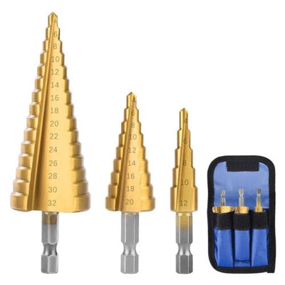 Titanium Plated Step Drill Bit High Speed Steel Hole Cutter Wood Metal Drill Bit