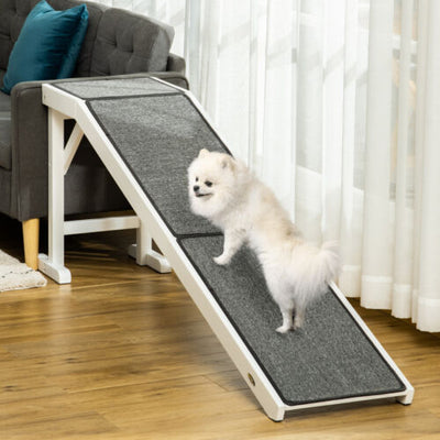 Pet Bed Ramp w/ Non-Slip Carpet &amp; Top Platform Older Dogs, 77lb. Weight Limit 196393070895