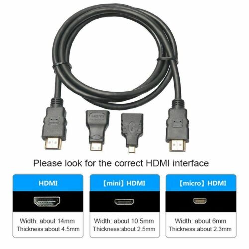 3 in 1 HD HDMI to HDMI Cable + Micro HDMI Adaptor+ Mini HDMI adapter NEW K