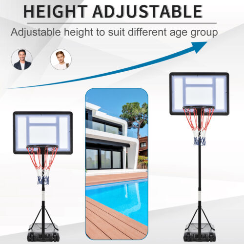 3.6/4.3ft Adjustable Basketball Hoop Backboard  w/ Wheels