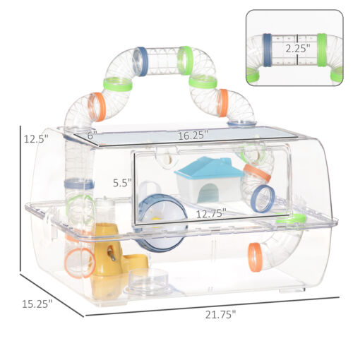 Plastic Hamster Cage with Tubes and Tunnels, 2-Level Small Animal Habitat 196393257135
