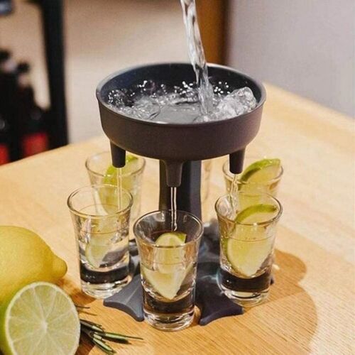 6 Shot Glass Dispenser Holder Wine Drinking Liquor Dispenser Party Games Pourer