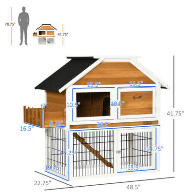 Outdoor Rabbit Hutch with Flower Bed, Shady Waterproof Wooden Rabbit Cage 196393256572