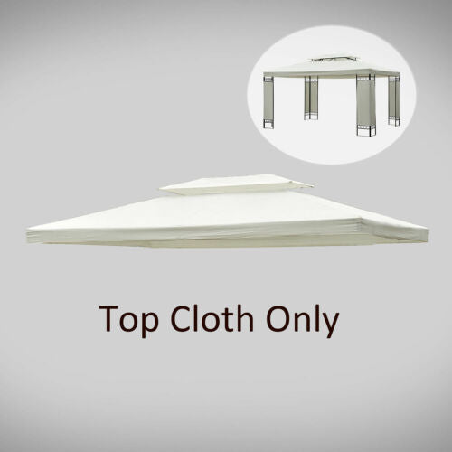 13&apos; x 10&apos; 2 Tier Gazebo Canopy Top Cover Replacement Garden Patio Cream White