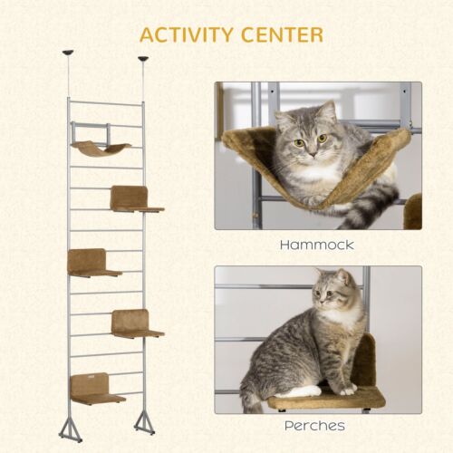 9FT Adjustable Multi-Level Cat Climber Climbing Tree Tower Scratcher Post Steps