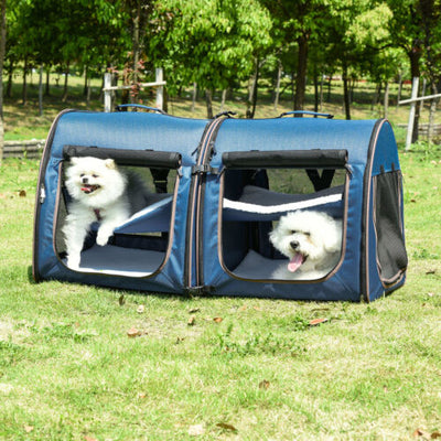 Large Portable Double Cat Pet Carrier Kennel Bag Oxford Travel Car Seat 842525114844