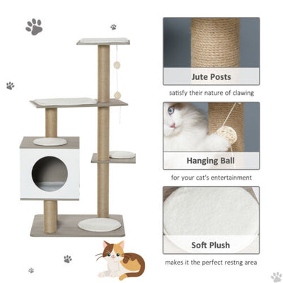 Cat Tree Tower w/ Jute Scratching Posts Condo Cushion Perch 23.5&quot; x 19&quot; x 48&quot;