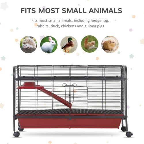 42” Rolling Pet Cage Set for Small Animals with Ramp &amp; Water Feeder 842525138161