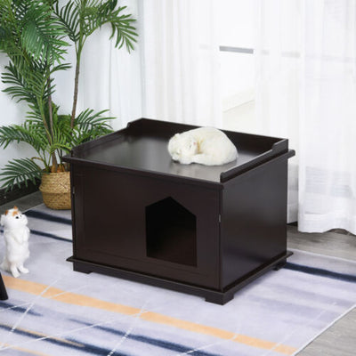 Wooden Cat Litter Box Covered Mess Free End Table Hideaway Cabinet 5056399111372
