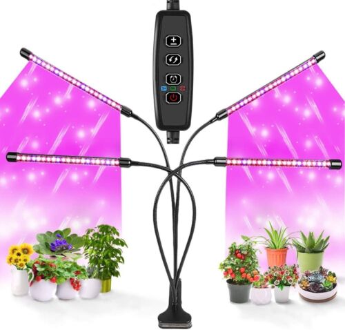 LED Plant Grow Light Gooseneck Dual Head Lamp Hydroponics Greenhouse Dimmable CA