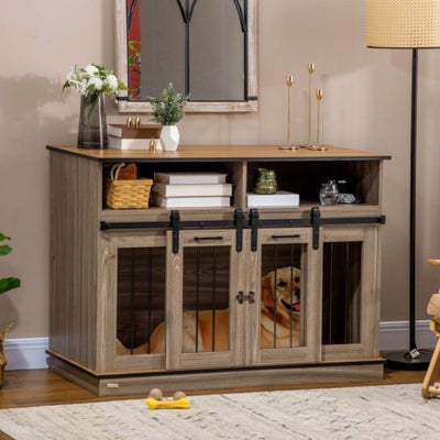 Large or Small Dog Cage w/ Shelves Sliding Doors, Fancy Puppy Furniture