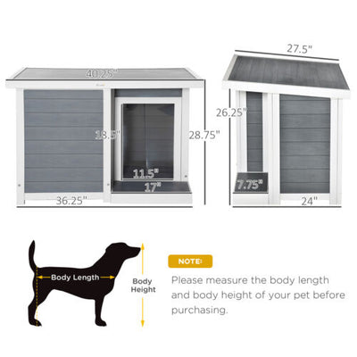 Dog House Outdoor, Cabin Style, w/ PVC Curtain, Openable Top, for Medium Dog