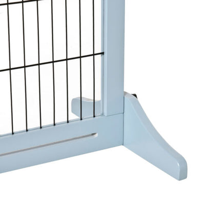 72&quot; Extra Wide Freestanding Pets Gate, No-Mount Adjustable Barrier, Blue-grey 196393066614