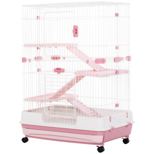 4-Level Hamster or Small Animal Hutch/Cage, Pink, 43.25&quot; H 842525145275