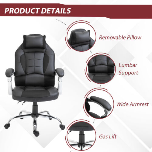 Office Chair Ergonomic Executive Swivel Racing Style Recliner Gaming Chair Black