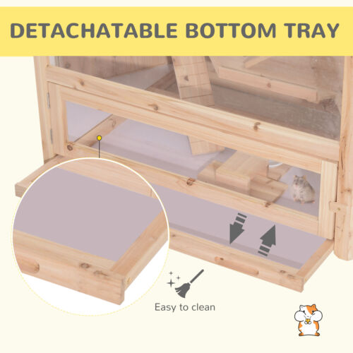 Multilevel Wood Small Aminal Hideout and Activity Center with Glass Viewing 842525185455