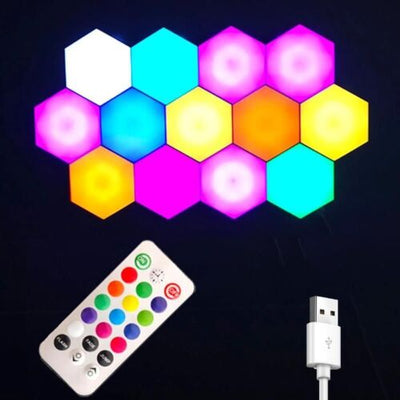 10pcs RGB LED Quantum Hexagonal Wall Lamp Touch Sensitive Honeycomb Night Light