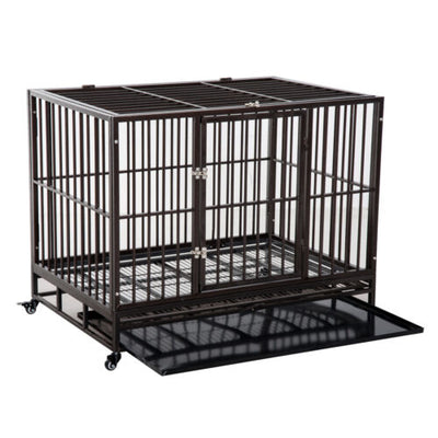 42&quot; Heavy Duty Steel Dog Crate Kennel Pet Cage w/ Wheels 842525120388