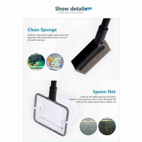 Aquarium Fish Tank Cleaning Kit Tools Algae Scrapers Set 5 In 1 Fish Tank Gravel