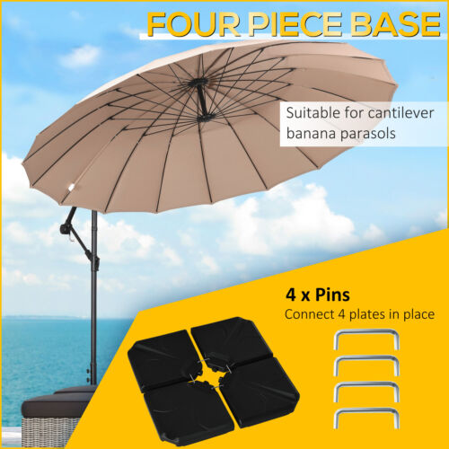 4 Piece Cantilever Offset Umbrella Base Stand Parasol Weights Water, Sand Black