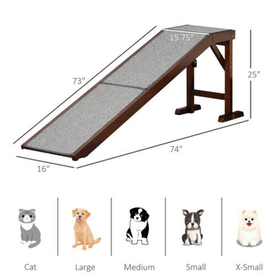 Pet Bed Ramp w/ Non-Slip Carpet &amp; Top Platform Older Dogs, 77lb. Weight Limit 842525175449