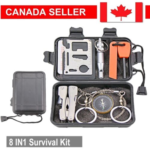 Multi-Purpose Outdoor Survival Equipment 9 in 1 Emergency SOS Camping Kit Tools