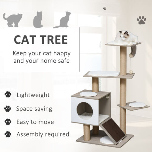 Cat Tree Tower w/ Jute Scratching Posts Condo Cushion Perch 23.5&quot; x 19&quot; x 48&quot;