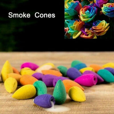 50Pcs Backflow Tower Incense Cones Mix Floral Hollow Smoke Cones Aromatherapy