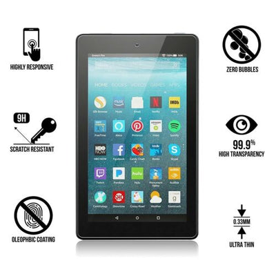 [2 Pack] Tempered Glass Screen Protector for Amazon Kindle Fire 7 / HD 8 / HD 10