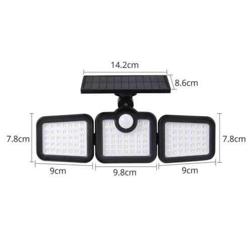 3 Heads Adjustable 108 LED Solar Wall Lights Outdoor 108 LED for Yard Garage CA