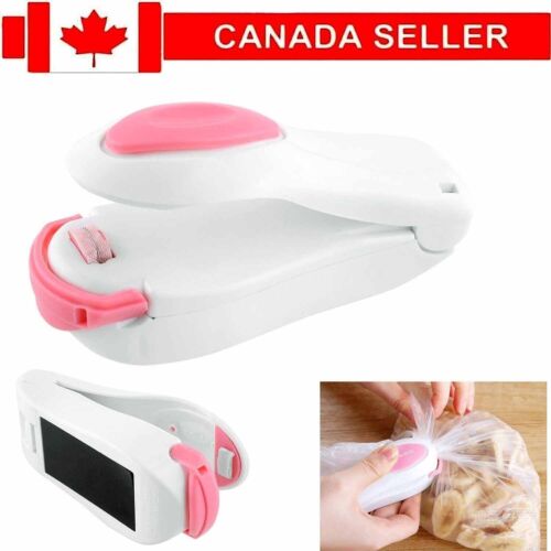 4X  Mini Hand Held Heat Sealer Super Sealer Mini Sealing Machine (White &amp; Pink)