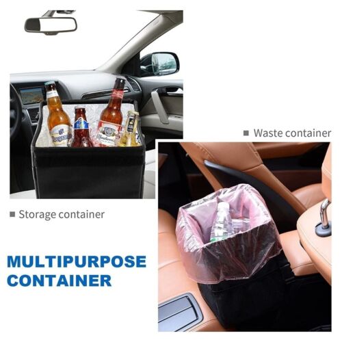 Trash Can Garbage Portable Car Bin Bag Organizer for Vehicles Waterproof Black