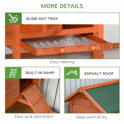 Wooden Chicken Enclosure Small Animal Habitat with Asphalt Roof Removable Tray 842525180214