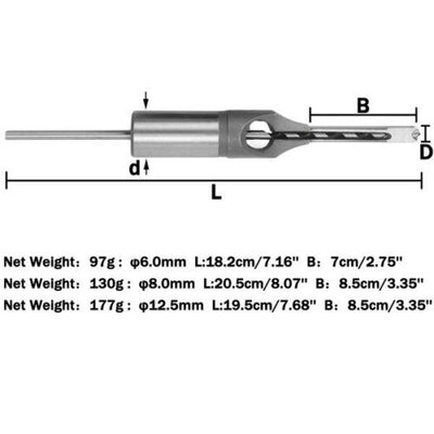 6/12.5mm Woodworking HSS Square Drill Bit Wood Hole Saw Mortising Chisel ToolCA