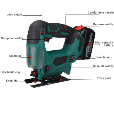 New 65mm 2900RPM Cordless Jigsaw Electric Rechargeable Woodworking Power Tool