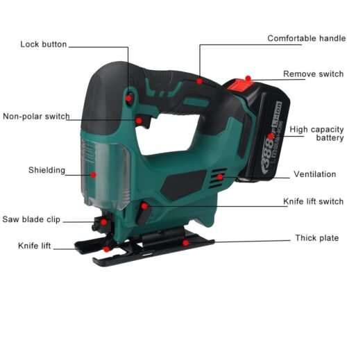 New 65mm 2900RPM Cordless Jigsaw Electric Rechargeable Woodworking Power Tool