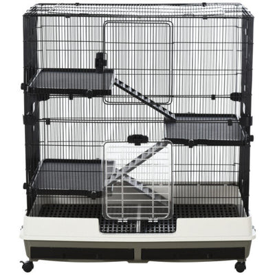 Small Animal Cage Rolling Rabbit Pet Play House w/ Platform Ramp Removable Tray 842525115650