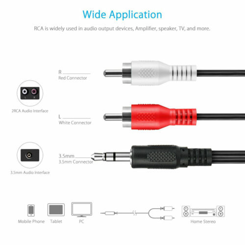 Aux to 3.5mm Adapter Cable Male to 2 RCA Y Audio Jack for iPod MP3 TV Phone DVD