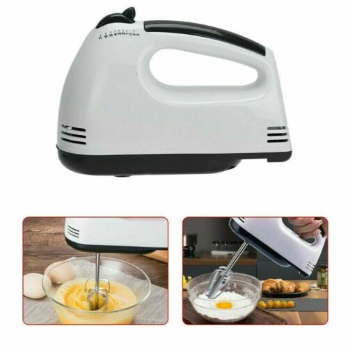 7 Speed Electric Hand Held Mixer Electronic Handheld Whisk Food Blender Egg Cake