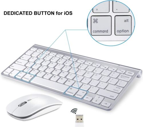 Wireless Keyboard And Mouse Combo Set USB Mini 2.4Ghz For Mac IOS PC Computer