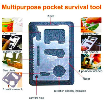 Multi-Purpose Outdoor Survival Equipment 9 in 1 Emergency SOS Camping Kit Tools