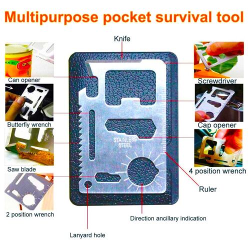 Multi-Purpose Outdoor Survival Equipment 9 in 1 Emergency SOS Camping Kit Tools