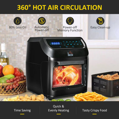 12Qt Air Fry Oven Combo 8 in 1 Air Fry Roast Broil Bake Dehydrate 1700W Black